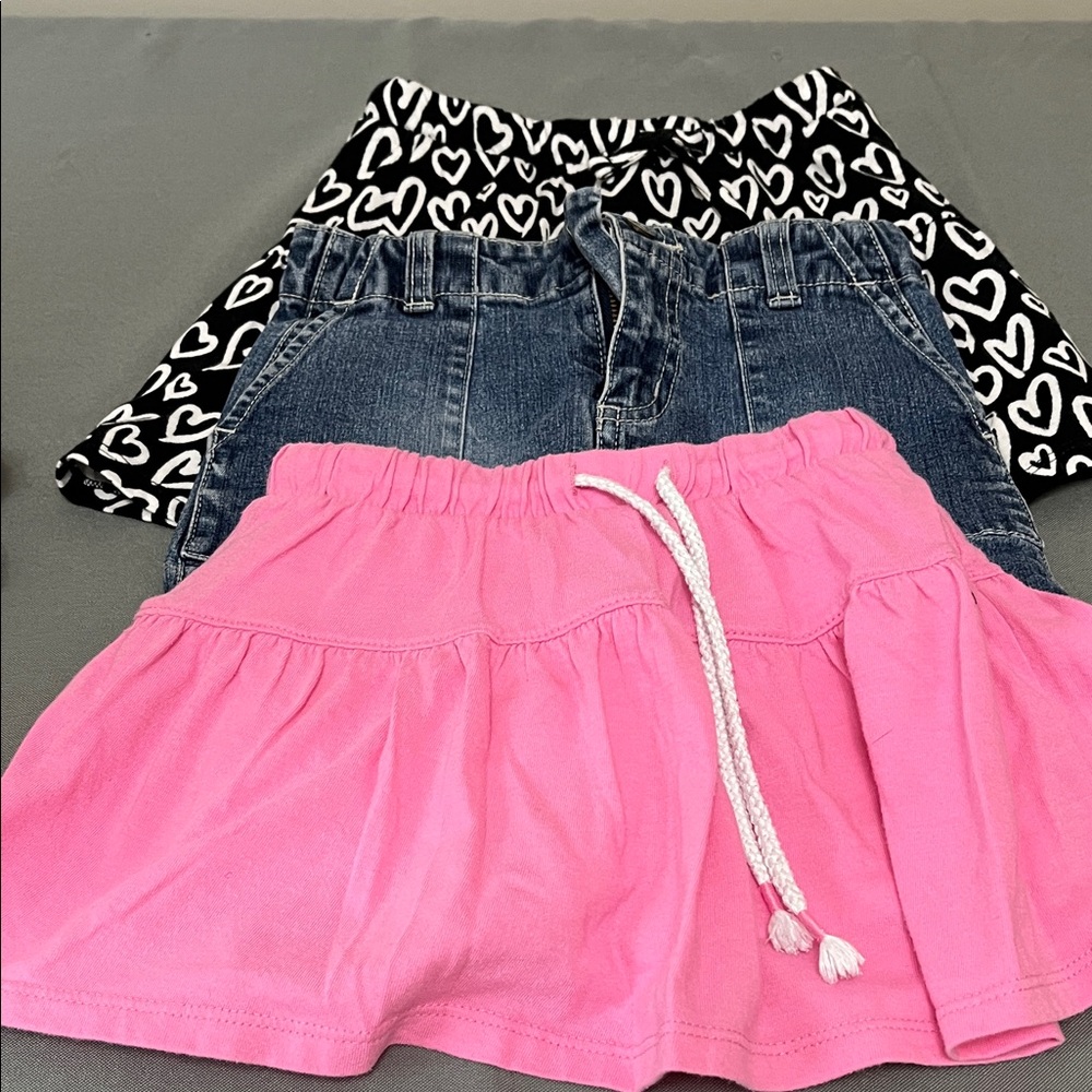 Jumping Beans Pink,Gap Denin skirt, jumping beans black with white hearts